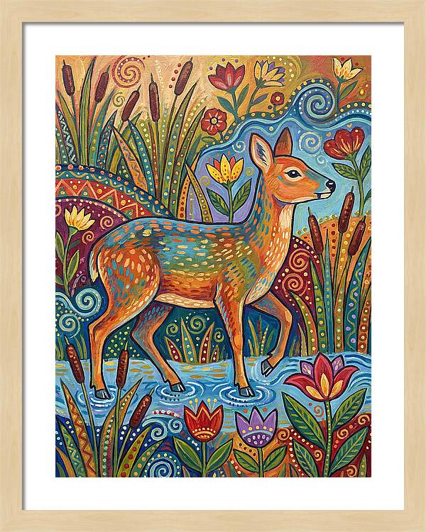 Water Deer Among Blossoms