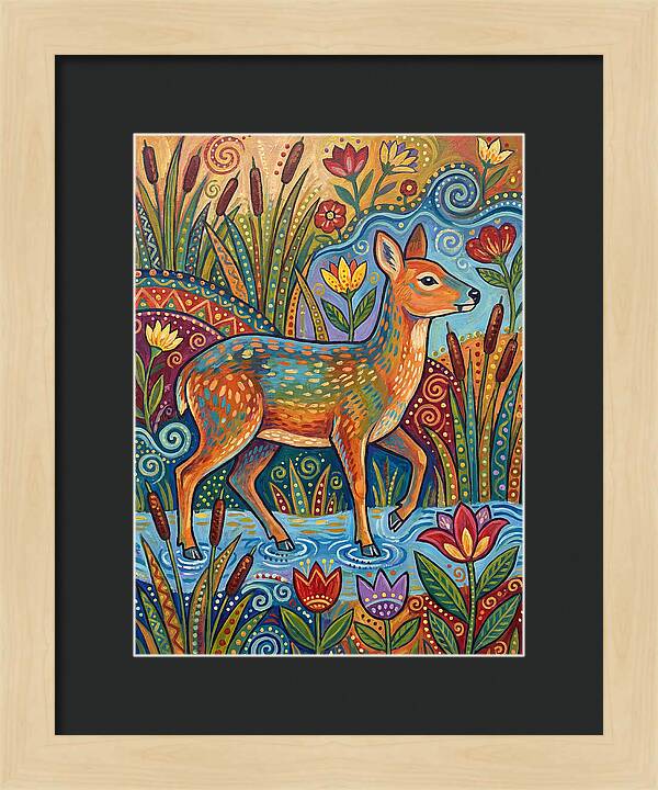Water Deer Among Blossoms