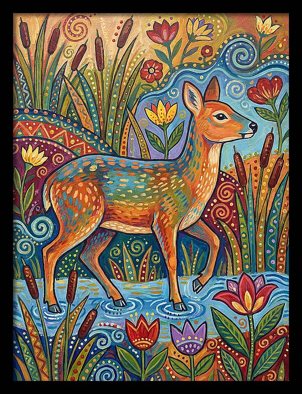 Water Deer Among Blossoms