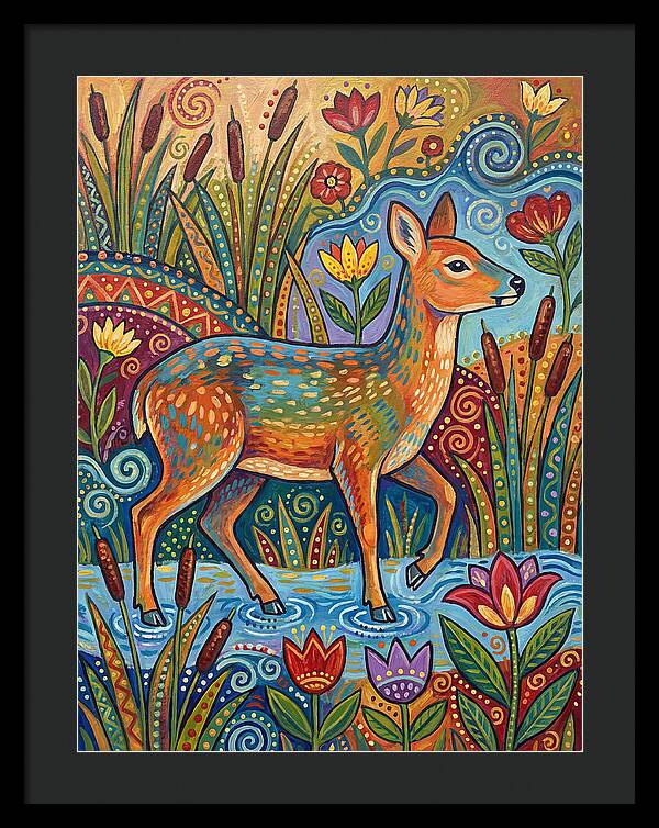 Water Deer Among Blossoms