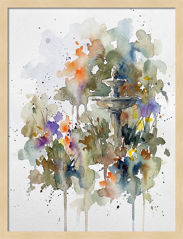 Water Fountain Among Blossoms