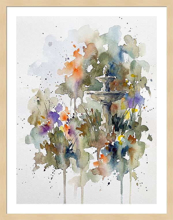 Water Fountain Among Blossoms