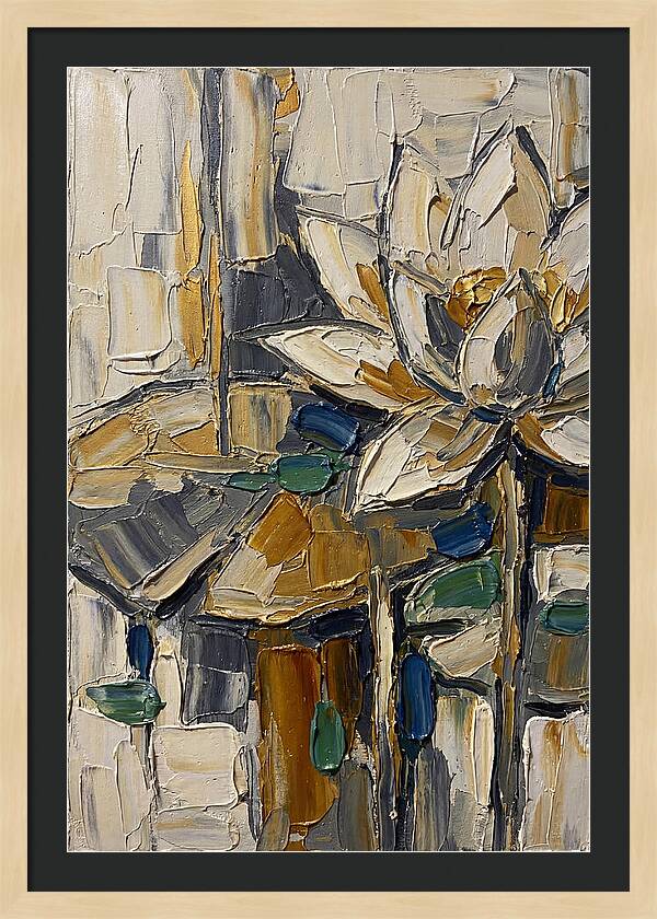 Water Lotus In Palette Knife Style