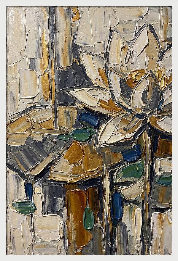 Water Lotus In Palette Knife Style