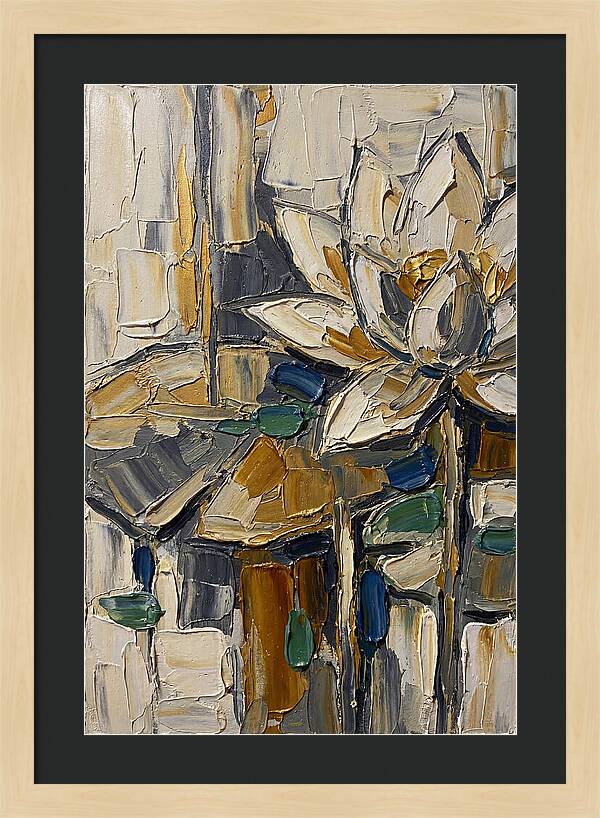 Water Lotus In Palette Knife Style