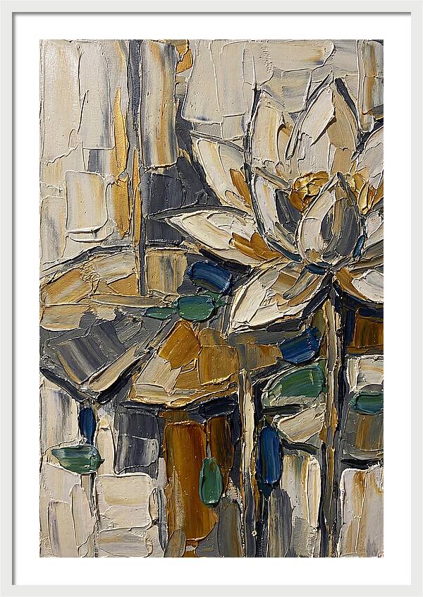 Water Lotus In Palette Knife Style