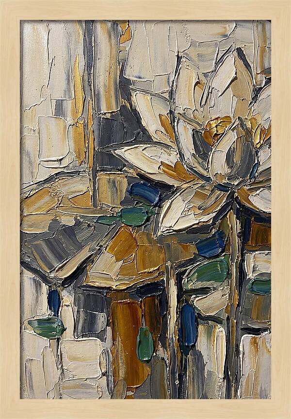 Water Lotus In Palette Knife Style