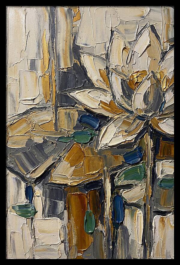 Water Lotus In Palette Knife Style