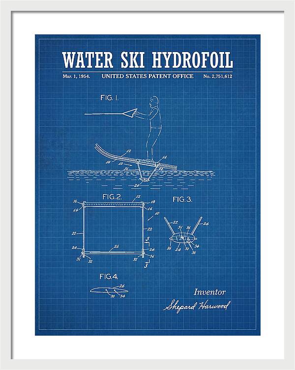 Water Ski Hydrofoil Blueprint Patent Us2751612a
