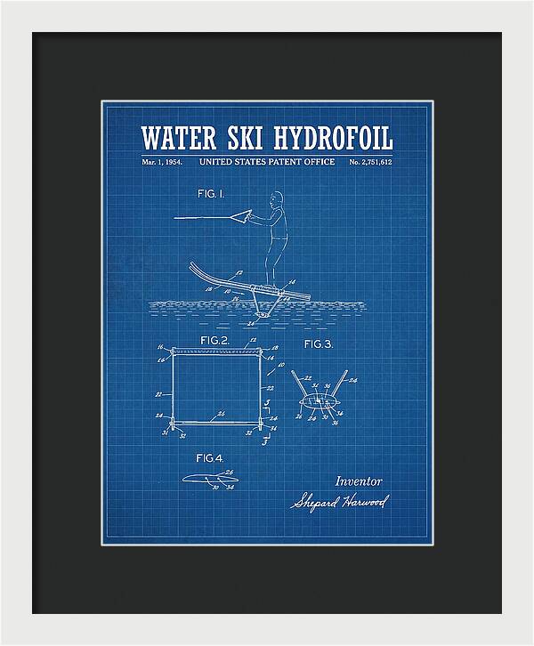 Water Ski Hydrofoil Blueprint Patent Us2751612a