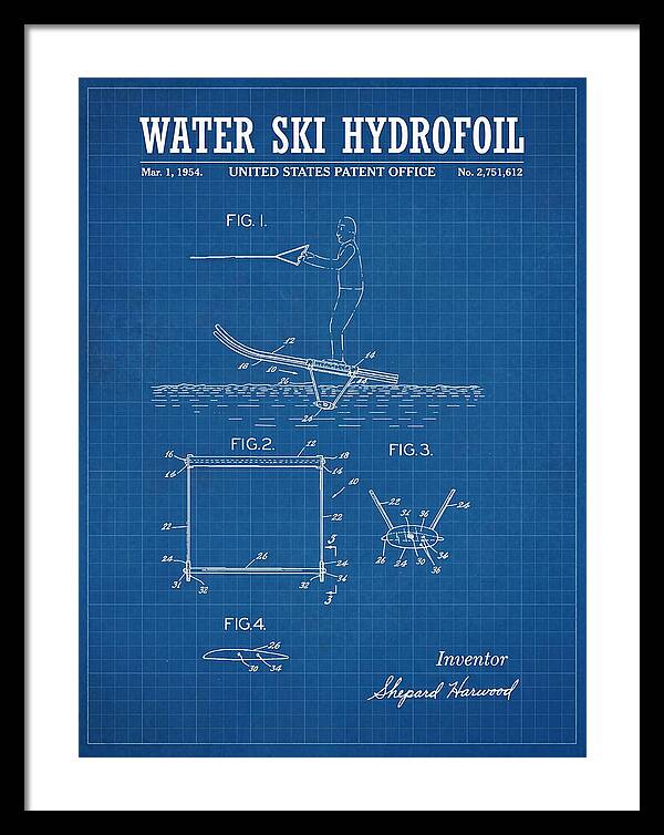 Water Ski Hydrofoil Blueprint Patent Us2751612a