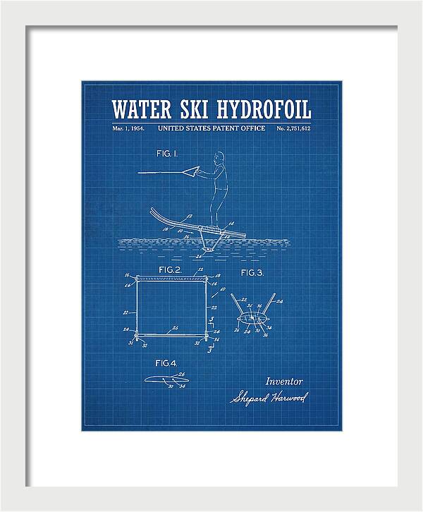 Water Ski Hydrofoil Blueprint Patent Us2751612a