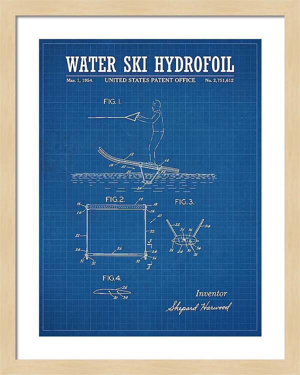 Water Ski Hydrofoil Blueprint Patent Us2751612a