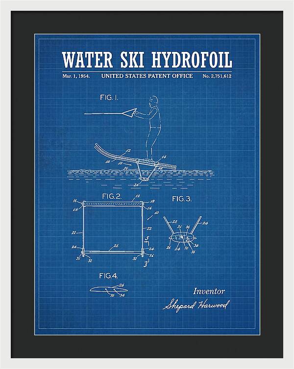 Water Ski Hydrofoil Blueprint Patent Us2751612a