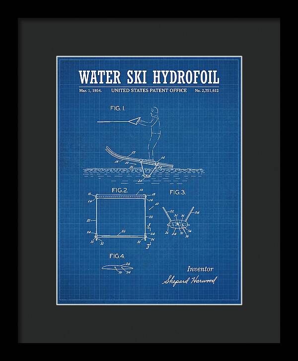 Water Ski Hydrofoil Blueprint Patent Us2751612a