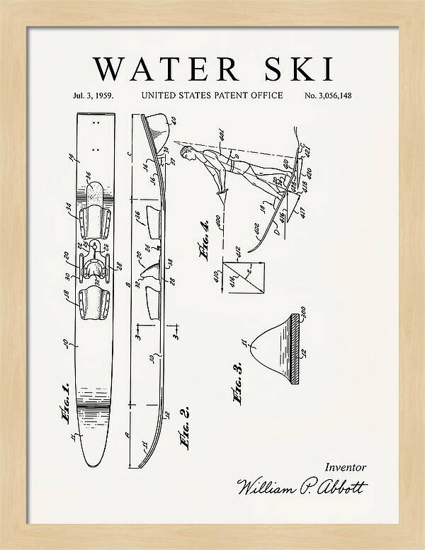 Water Ski Minimalist Patent Us3056148a