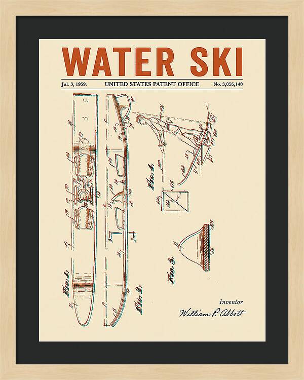 Water Ski Retro Patent Us3056148a
