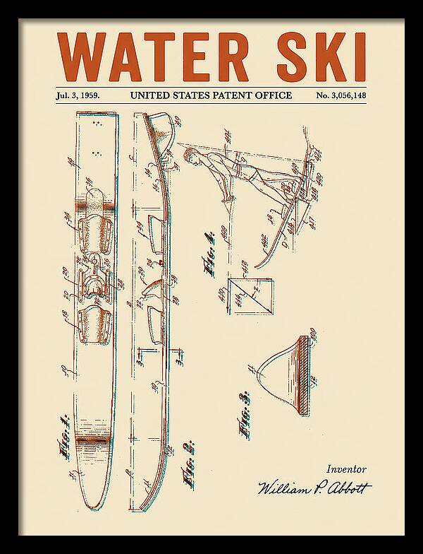 Water Ski Retro Patent Us3056148a
