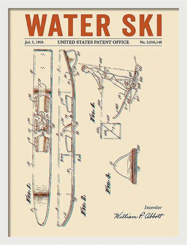 Water Ski Retro Patent Us3056148a