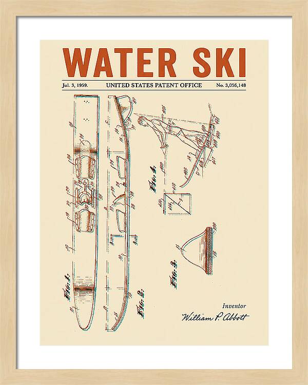 Water Ski Retro Patent Us3056148a