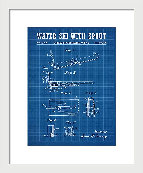 Water Ski With Spout Blueprint Patent Us3020568a