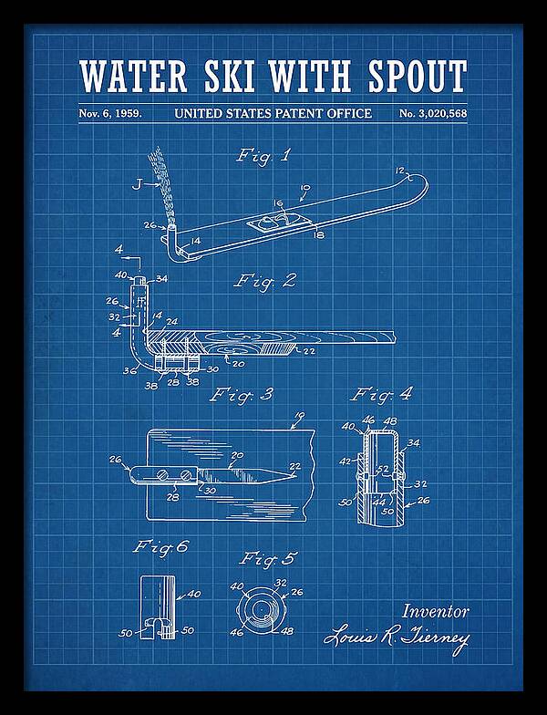 Water Ski With Spout Blueprint Patent Us3020568a