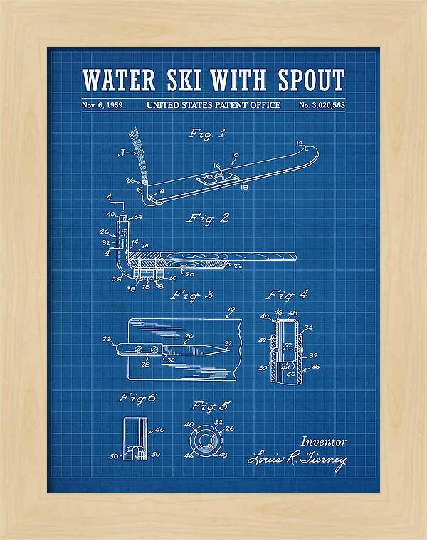Water Ski With Spout Blueprint Patent Us3020568a