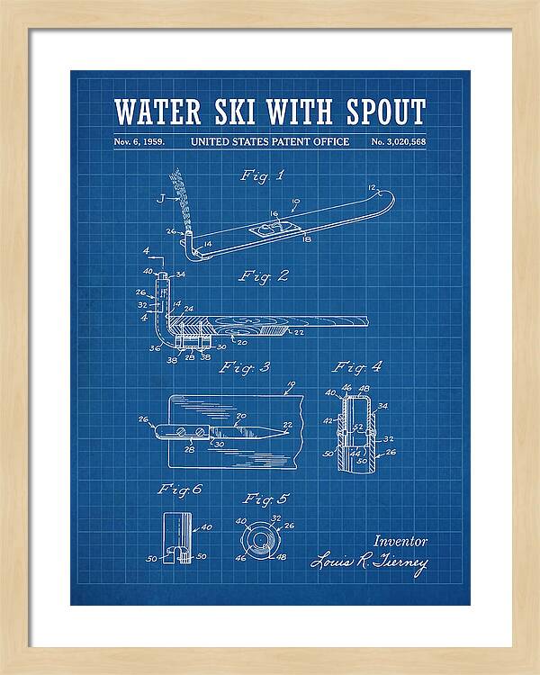 Water Ski With Spout Blueprint Patent Us3020568a
