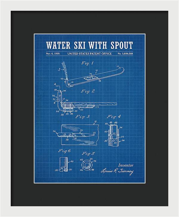 Water Ski With Spout Blueprint Patent Us3020568a