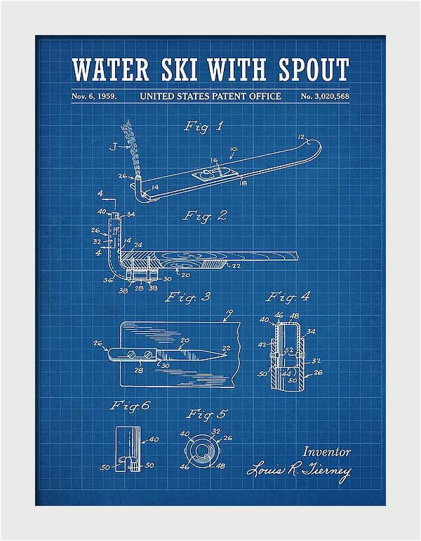 Water Ski With Spout Blueprint Patent Us3020568a