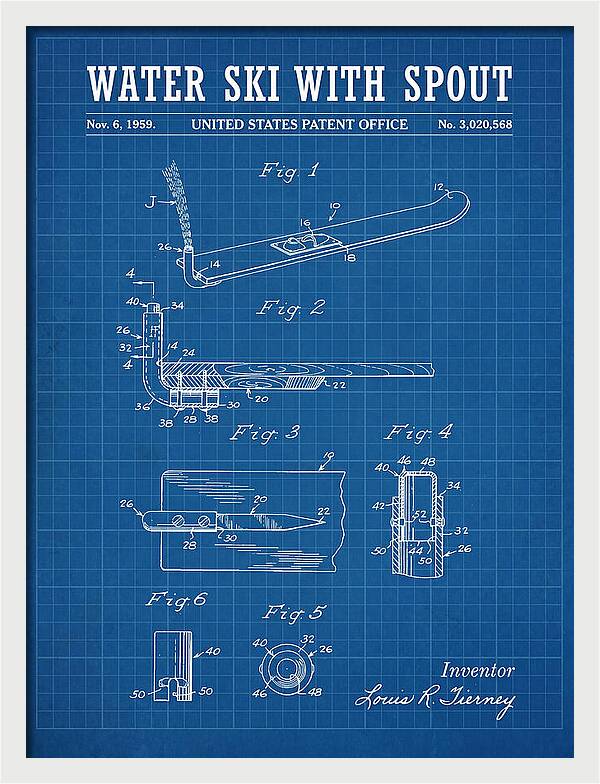 Water Ski With Spout Blueprint Patent Us3020568a