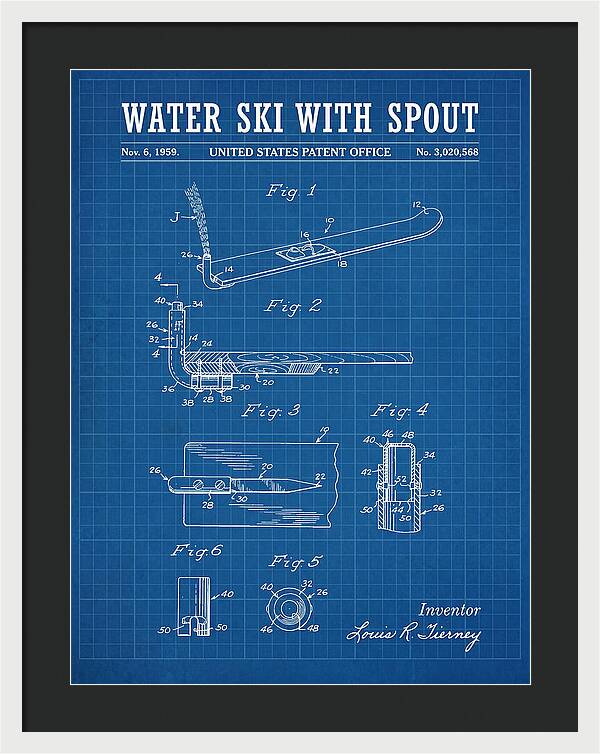 Water Ski With Spout Blueprint Patent Us3020568a
