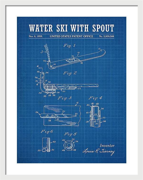 Water Ski With Spout Blueprint Patent Us3020568a