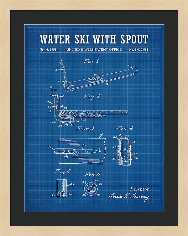Water Ski With Spout Blueprint Patent Us3020568a