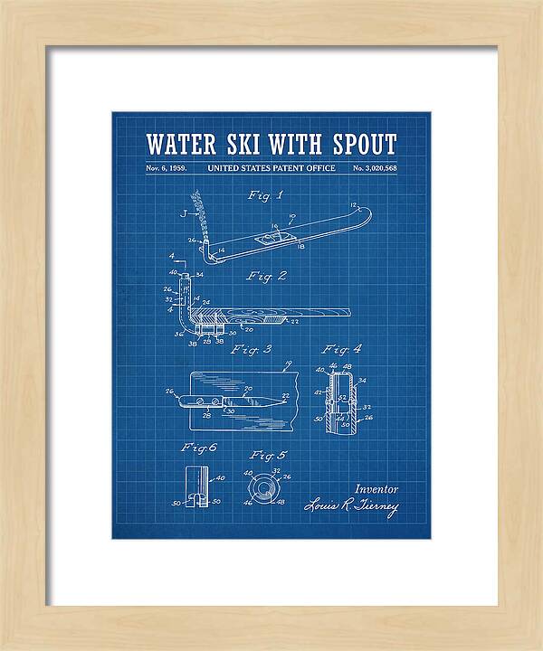 Water Ski With Spout Blueprint Patent Us3020568a