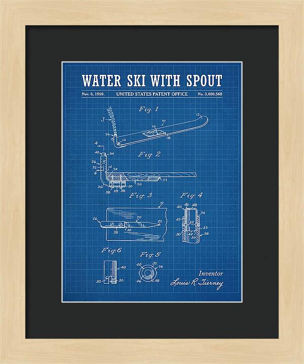 Water Ski With Spout Blueprint Patent Us3020568a
