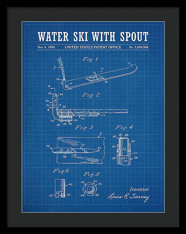 Water Ski With Spout Blueprint Patent Us3020568a