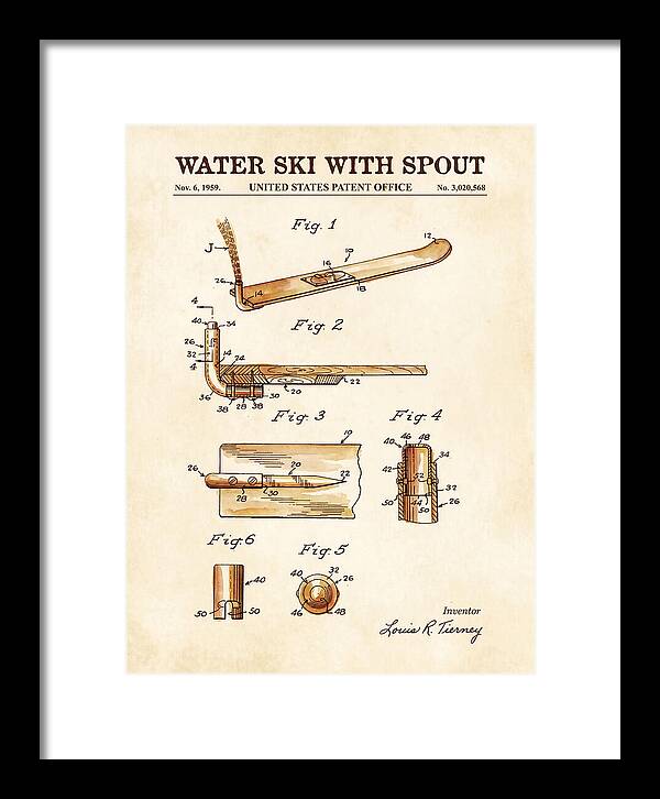 Water Ski With Spout Watercolor Patent Us3020568a