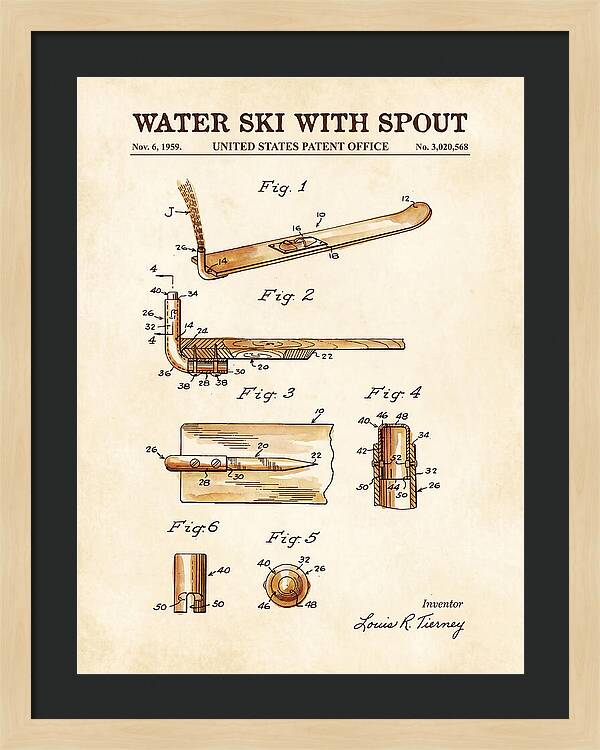Water Ski With Spout Watercolor Patent Us3020568a