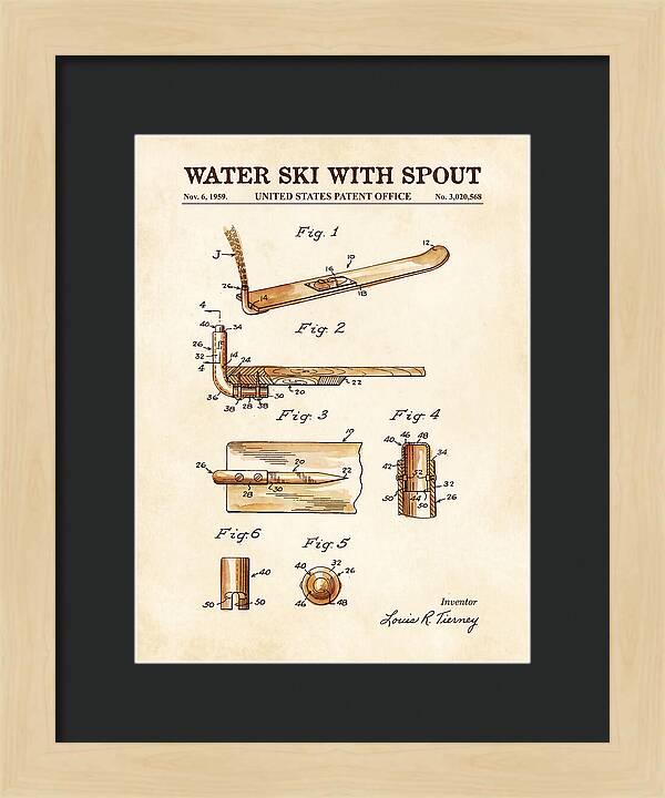 Water Ski With Spout Watercolor Patent Us3020568a
