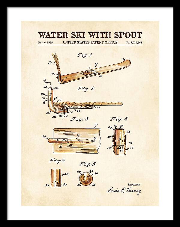 Water Ski With Spout Watercolor Patent Us3020568a