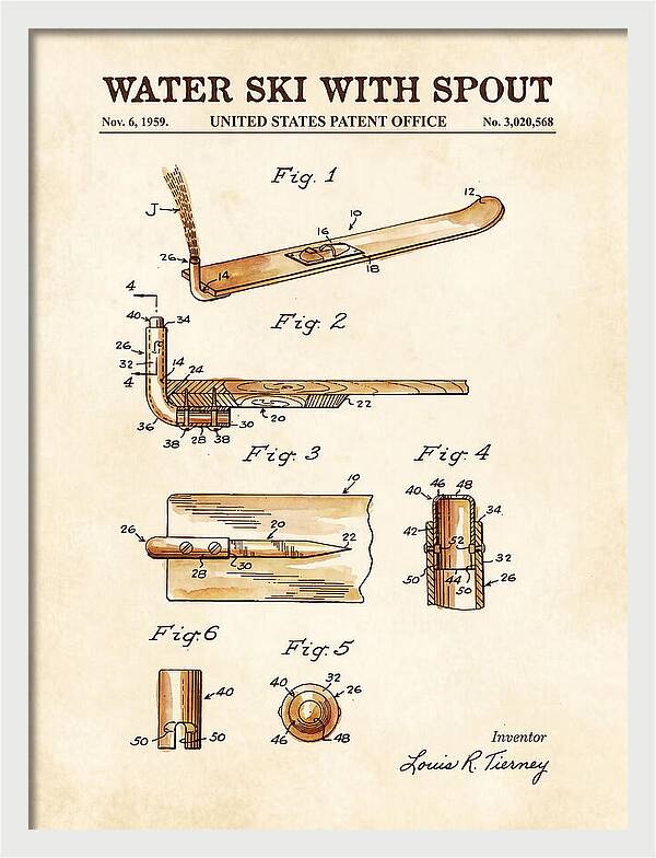 Water Ski With Spout Watercolor Patent Us3020568a