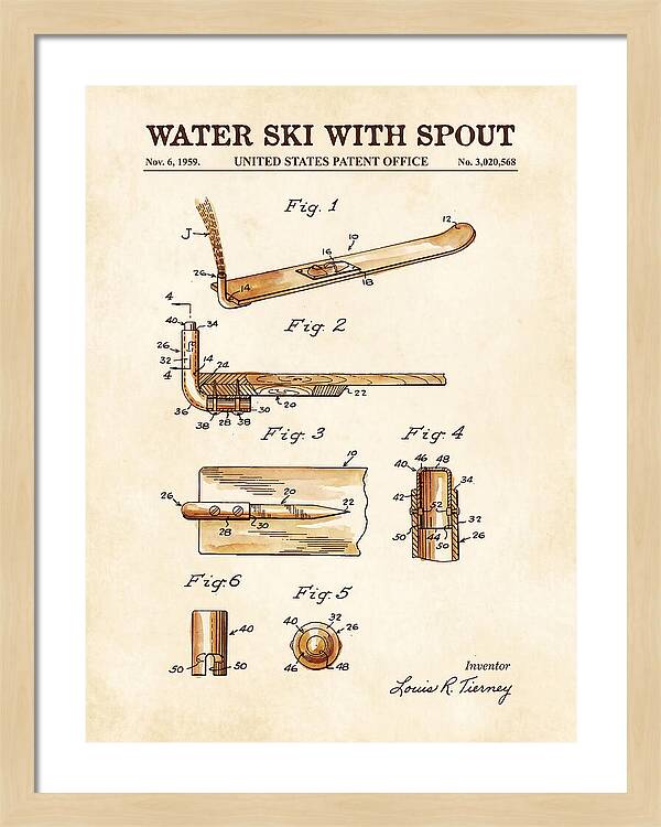 Water Ski With Spout Watercolor Patent Us3020568a