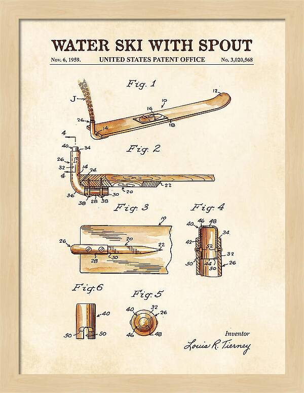 Water Ski With Spout Watercolor Patent Us3020568a