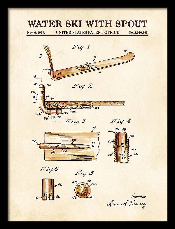 Water Ski With Spout Watercolor Patent Us3020568a