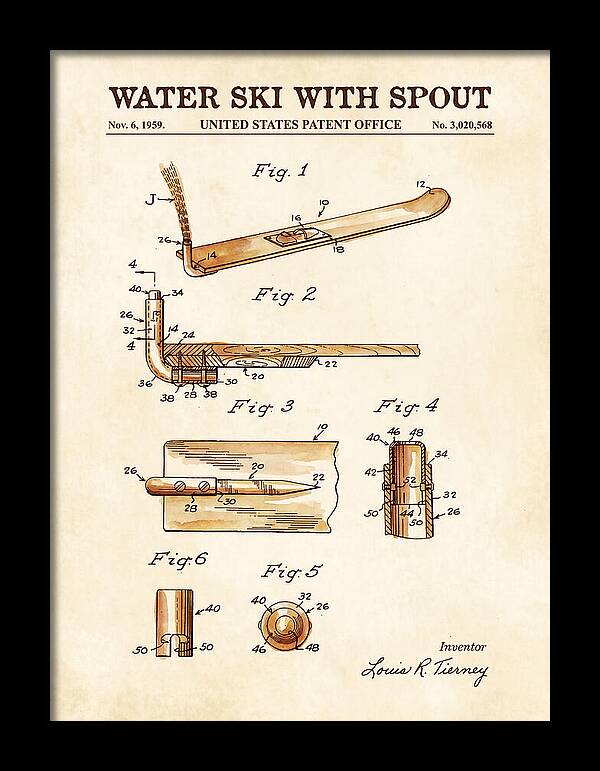 Water Ski With Spout Watercolor Patent Us3020568a
