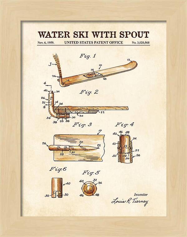 Water Ski With Spout Watercolor Patent Us3020568a
