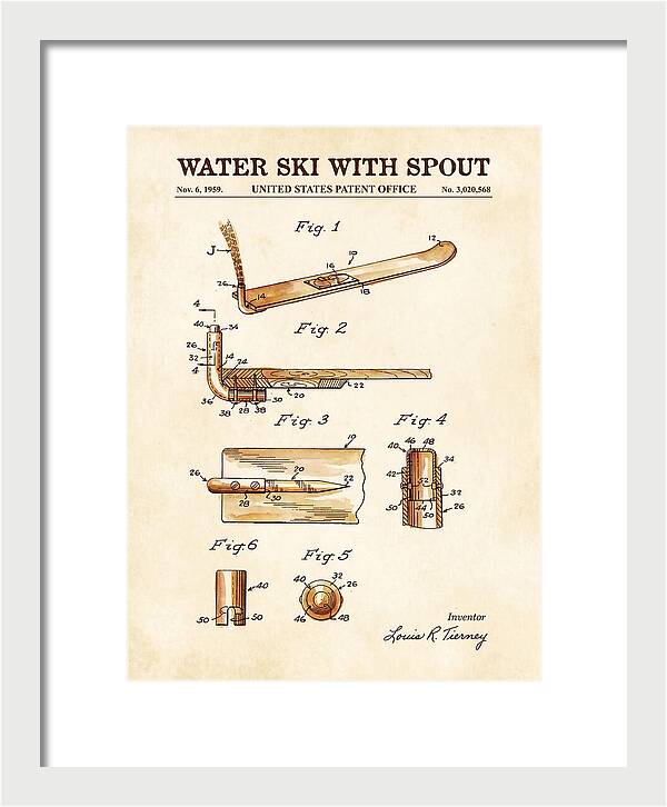 Water Ski With Spout Watercolor Patent Us3020568a