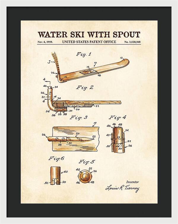 Water Ski With Spout Watercolor Patent Us3020568a