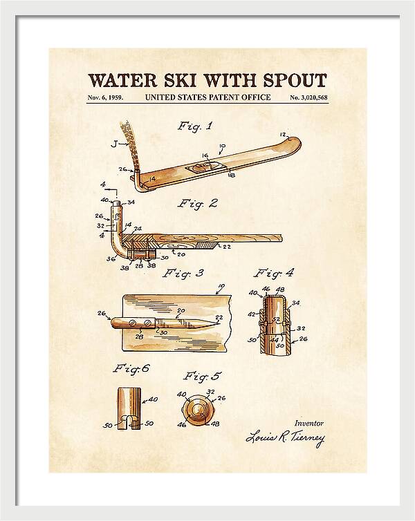 Water Ski With Spout Watercolor Patent Us3020568a